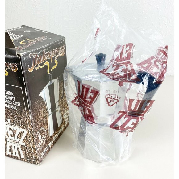 Vintage Pezzetti Italexpress 6 Cup Stovetop Espresso Coffee Maker Italy New! - Picture 1 of 12